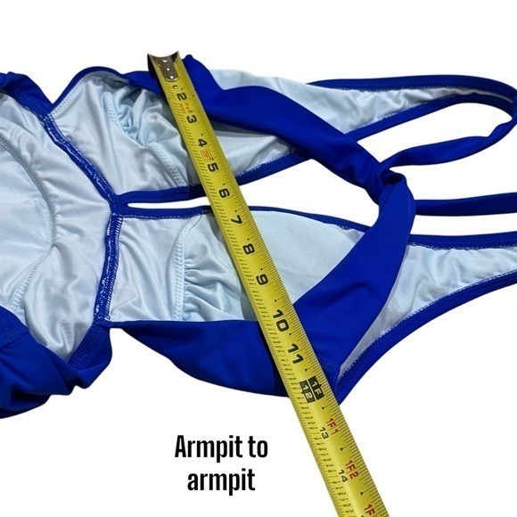 NEW Cupshe Vibrant Blue Plunge High Leg Swimsuit Beach Tropical Resort Size S - Picture 7 of 9
